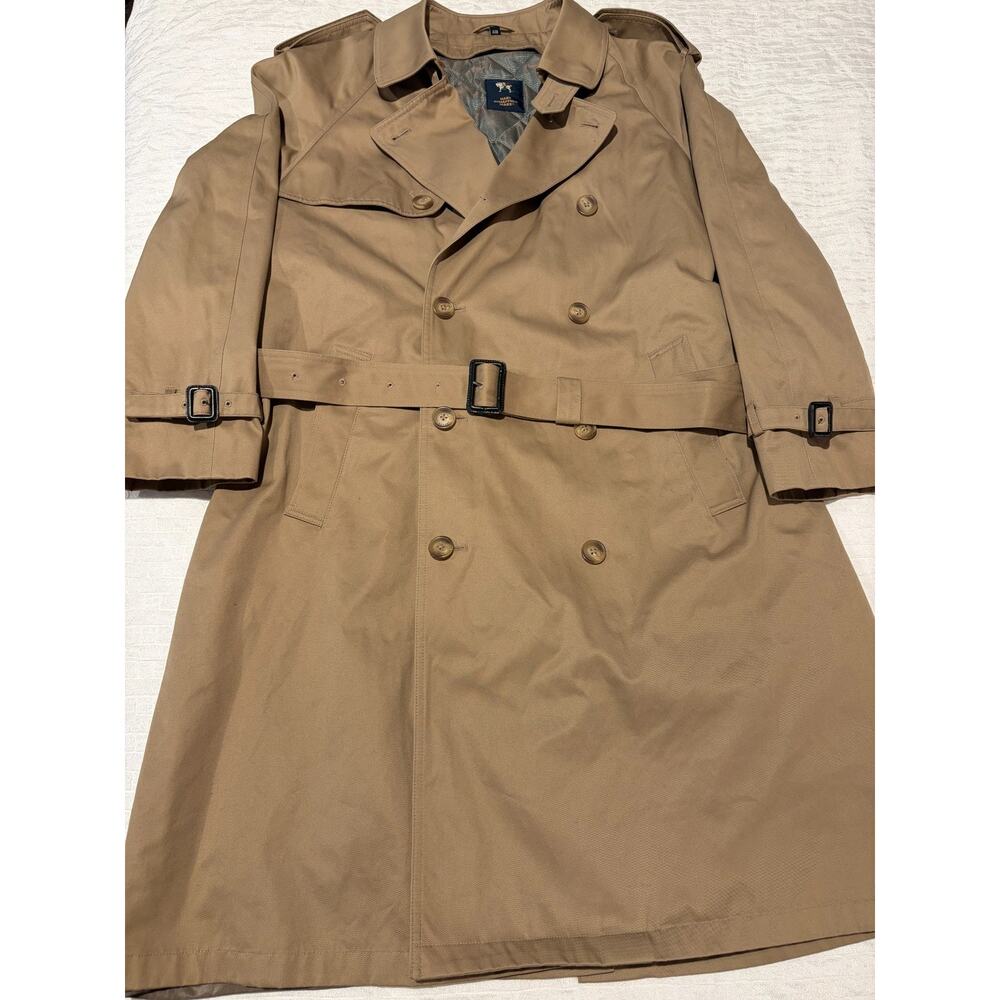 Hart Schaffner Marx Barrington Trench Coat 44R Tan Men's Regular Fit Rain Coat
